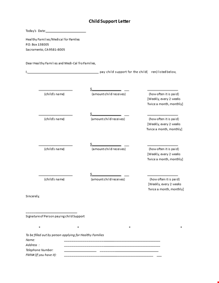 child support agreement: ensuring fair support amount for children and families template