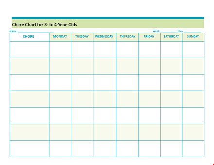 chore chart for 2-year-old kids - get organized with our easy-to-use chart template