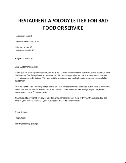 apology letter to unsatisfied customer template