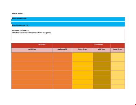 logic model template - create effective programs with clear logic template