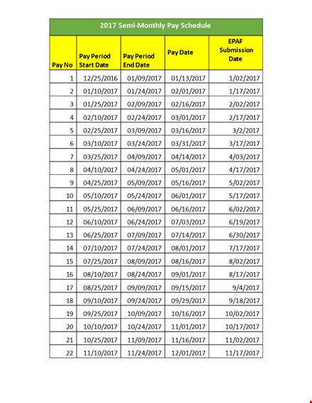 semi monthly payroll schedule template