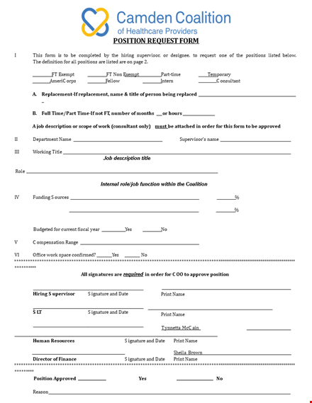 position request form - submit your employee position and hours template