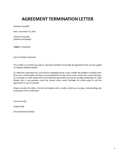 agreement cancellation letter template