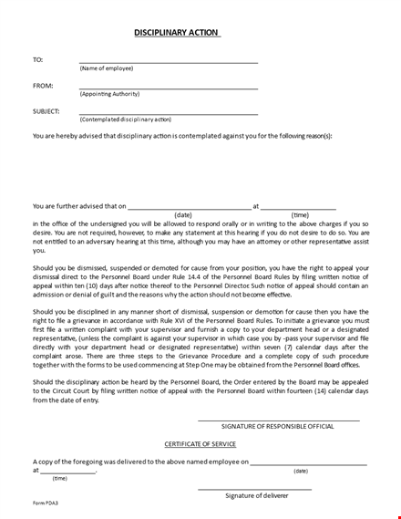 personnel disciplinary action form for board - disciplinary action should be taken template