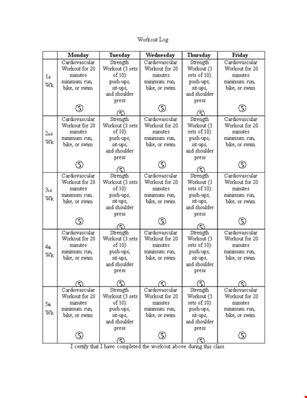 track your workouts with our free printable workout log template template