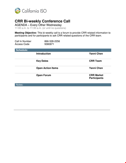 weekly conference call template