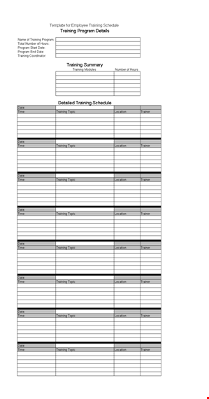 employee training schedule template