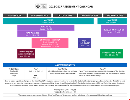 school assessment calendar template template