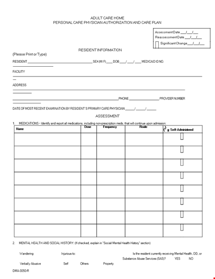 personal physician care plan template template