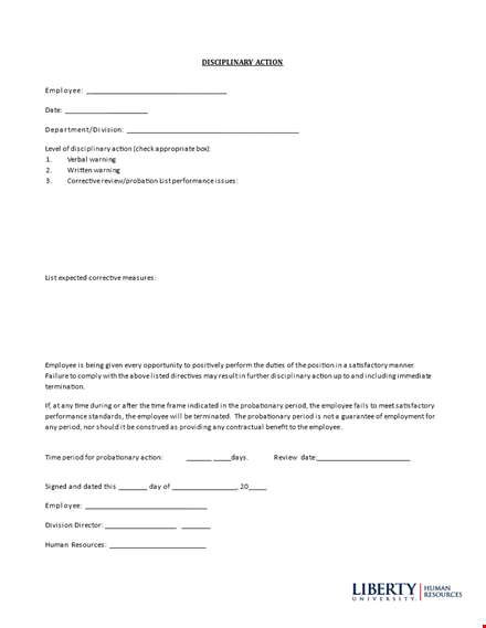 disciplinary action: employee write up form & period template