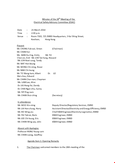 electrical safety meeting minutes template template