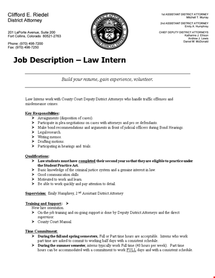lawyer intern job description template