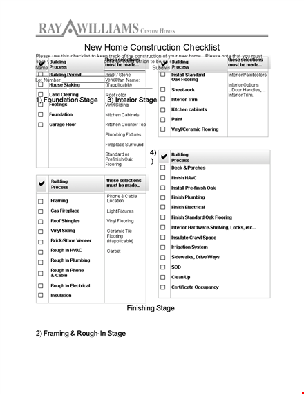 home construction checklist template - essential checklist for every stage of construction template