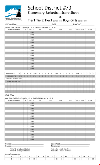 basketball score sheet | track and record elementary game scores template