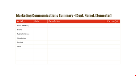 marketing communication template