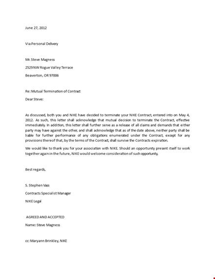 free termination letter template for contracts | shall & steve | magness template