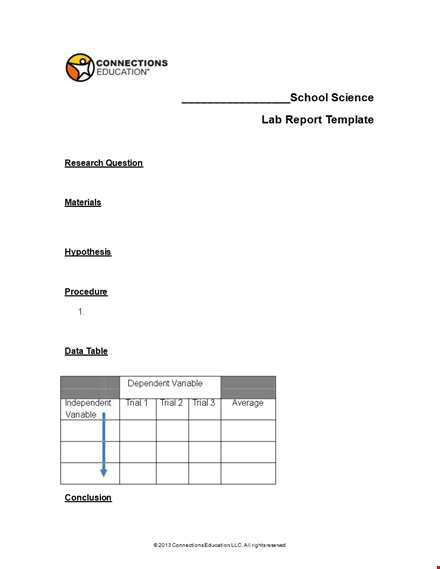 download our science lab report template for accurate data recording: school, variable, trial template