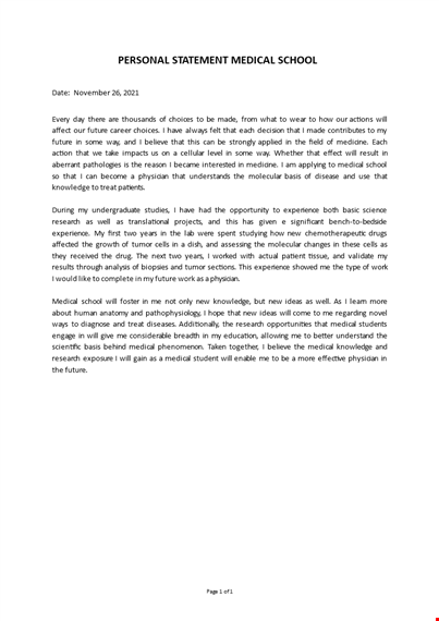 personal statement medical school template