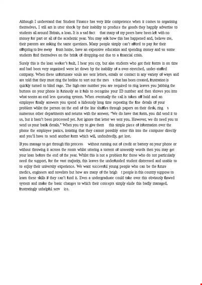 student finance complaint letter template