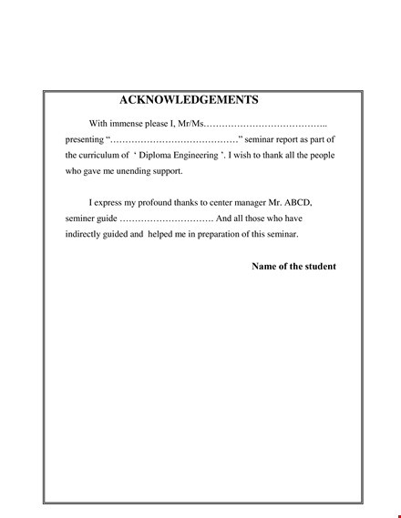 seminar acknowledgement report template