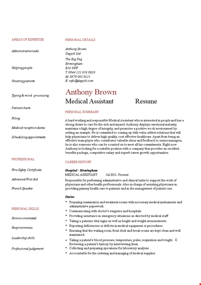 medical assistant work resume template