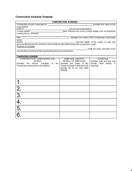 download construction schedule template - streamline your projects with detailed scheduling template