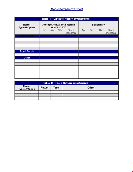 compare and analyze investments with our easy-to-use comparison chart template template