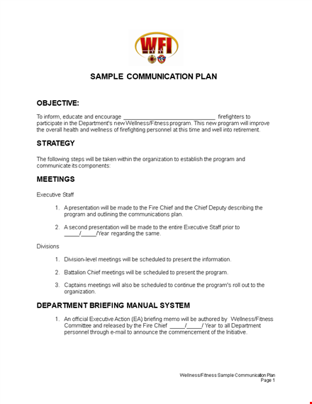create an effective communication plan for your fitness and wellness programs - download template template