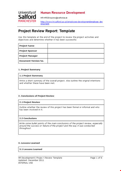 status report template - efficient project outline & review template