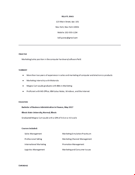 graduate marketing resume example template