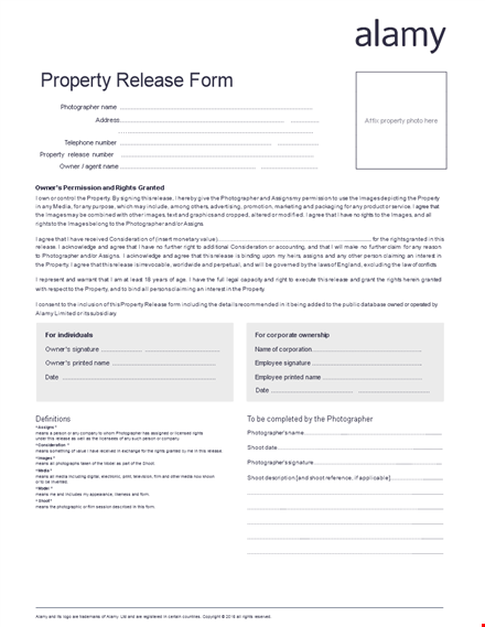 property release form: easily release photographer rights with a location release form template