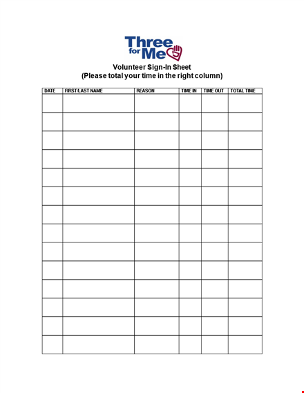 printable volunteer sign in sheet template template