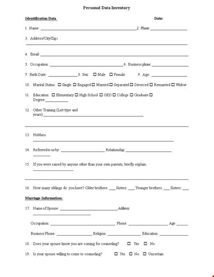 organize your personal data with a comprehensive inventory template