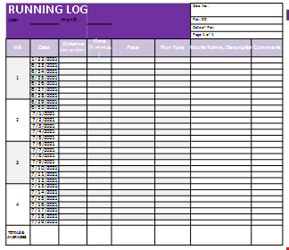 simple running log template