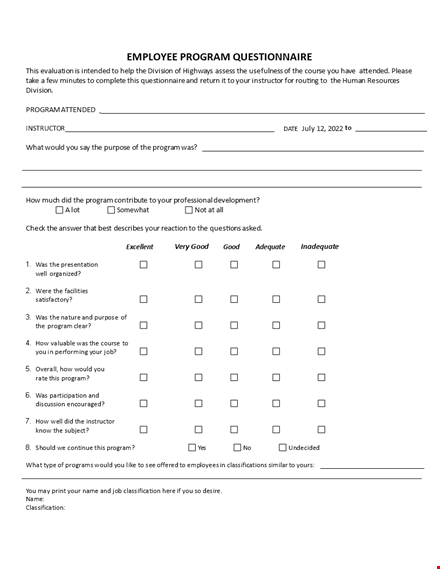 employee evaluation form template