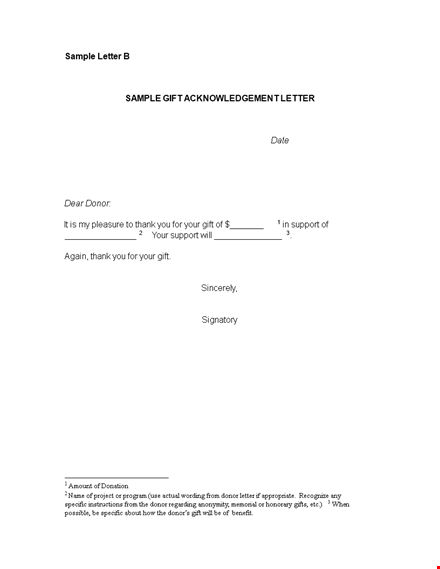 acknowledging gift received: letter template for support - sample thank you template