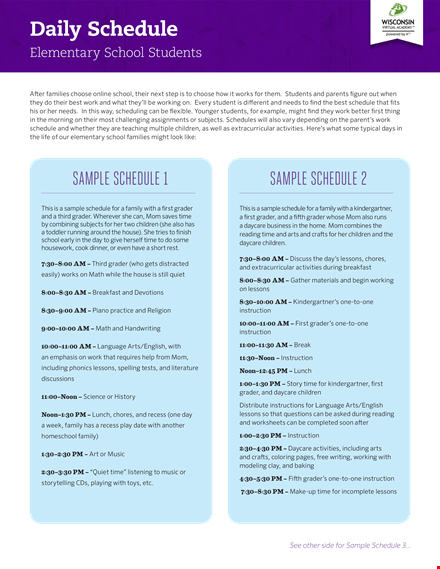 homeschool class schedule template template