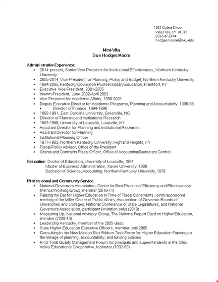 sample mini resume template