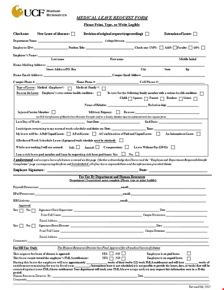leave of absence template | request employee medical leave template