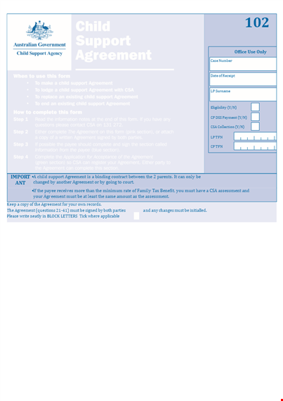 legal child support agreement template template