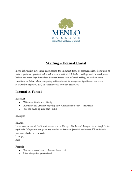 professional email example template template