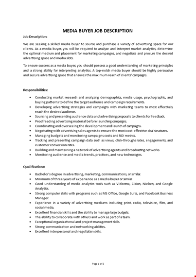 media buyer job description  template