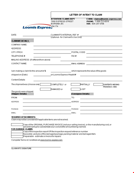 claim letter - addressing the details | claimant's express claim template