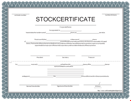 create a professional stock certificate template | customize for any number of shares template