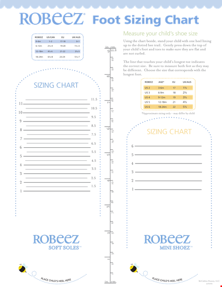 printable child shoe size chart | proper child sizing guide template