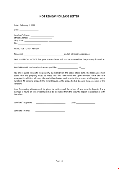 lease non-renewal letter  template