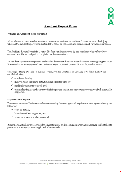 construction job site incident report form template