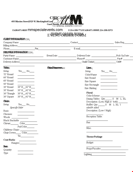 order form template for printable events | round, colorful plates template