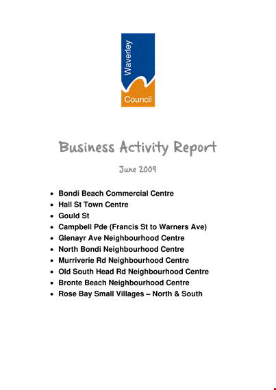 free business activity report template template