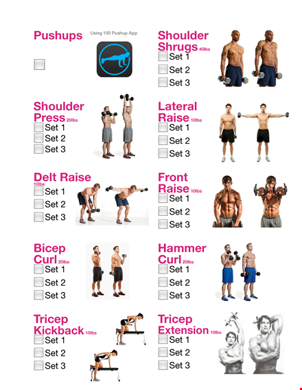 simple workout checklist template template